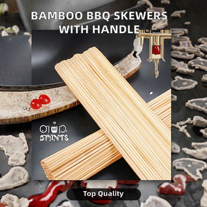 Factory Bamboo BBQ Tools for Food Grade Bamboo <b>stick</b> <b>Kebab</b> Skewer with Long Handle Round Style BBQ <b>Stick</b> for Charcoal Grills - Product Image 2