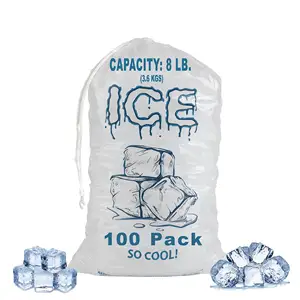 customized durable reusable biodegradable Plastic Ice Bags 10 Lb Ice cube Storage Drawstring Bags Freezer Plastic bag for ice