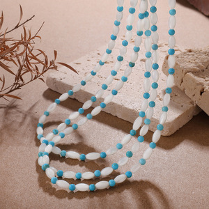 Beaded <b>Necklace</b> For Women Multilayer Bohemian Style With Yellow White Blue <b>Beads</b> Party Jewelry Fashion Accessory - Product Image 2