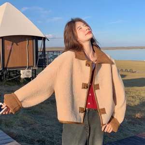 <span class=keywords><strong>Manteau</strong></span> en fourrure d'<span class=keywords><strong>imitation</strong></span> pour femmes <span class=keywords><strong>manteau</strong></span> réversible une pièce pour femmes régulier à la mode épaissi court simple boutonnage hiver - Product Image 3