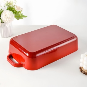 Ustensiles <span class=keywords><strong>de</strong></span> cuisine en fonte émaillée ustensiles <span class=keywords><strong>de</strong></span> cuisson cuisson <span class=keywords><strong>poisson</strong></span> grillé plat au four casserole peu profonde avec double poignée - Product Image 3