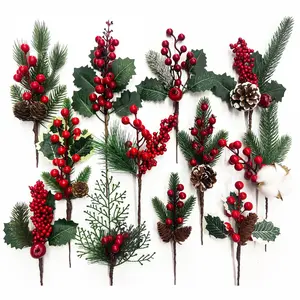 Home Decoration 12 Designs Red Fruit Bundle Branch Room Decoration Piece Christmas Decoration Berries For Christmas Tree