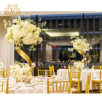 Support Floral Géométrique Haut en Métal Doré et Argenté de Luxe pour Centres de Table de Mariage et Décorations d'Événements