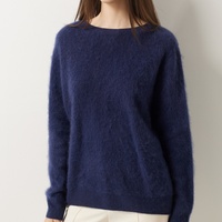 Eleganter Minimalistischer Wollpullover 100% Natürliche Wolle Strickware Gebürsteter Finish Rundhals Maßgefertigter Strickpullover für Damen