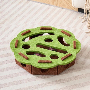 Interactive Eco-Friendly Polyester Square Felt Cat <b>Puzzle</b> Toy <b>Box</b> Indoor Use Slow Feeder Intelligence Game Maze 3 Bell Balls - Product Image 4