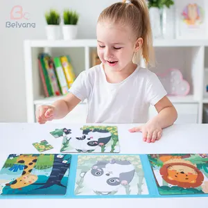 Personalizzato libro di Puzzle magnetico per bambini in legno Montessori cognizione animale educativo apprendimento Puzzle giocattoli per bambini