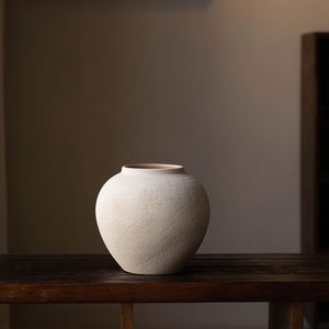 와비사비 스타일 세라믹 꽃병, 거실 꽃꽂이, 홈스테이 호텔, 하이엔드 느낌, 화이트 레트로 - Product Image 1