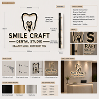 Enseigne lumineuse personnalisée en métal, lettres en acier inoxydable brossé doré avec LED pour clinique dentaire, salon de beauté, entreprise, mur extérieur