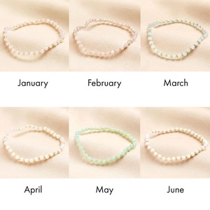 Bracelets en cristal de quartz facetté en verre rond, élastiques, perles, bijoux personnalisés avec pierre de naissance pour femmes et hommes, vente en gros - Product Image 4