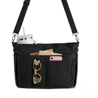 Bolsa de Lona Personalizada de Gran Capacidad con Múltiples Bolsillos para Mujer - Bolso de Mano Cruzado Portátil para el Trabajo con Portavasos