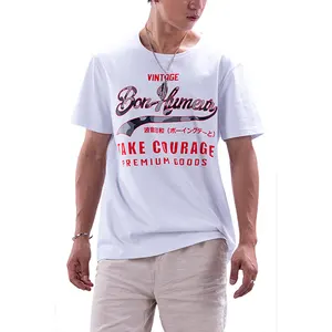 Camiseta blanca con logotipo personalizado para hombre, camisa 100 de algodón con estampado a granel, venta al por mayor
