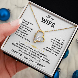 Collar con Colgante de Corazón de Cobre con Tarjeta de Texto Personalizado - Joyería Fundida de Estilo Clásico, Regalo para Esposa - Product Image 6