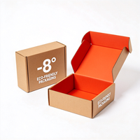 Boîte en carton ondulé écologique avec intérieur orange, impression numérique personnalisée, emballage durable