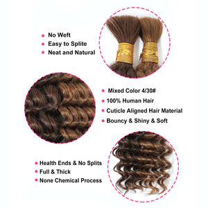 <span class=keywords><strong>Capelli</strong></span> Umani Marrone <span class=keywords><strong>Chiaro</strong></span> per Trecce Boho, Ondulati Profondi e Ricci, Colore 4/30 per Donne, <span class=keywords><strong>Capelli</strong></span> Umani Ricci per Intrecciare - Product Image 2