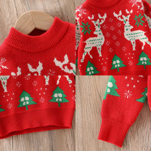 Vêtements d'hiver personnalisés pour bébé garçon, pulls en coton biologique jacquard de Noël surdimensionnés, sweat-shirt pour tout-petit pour le Nouvel An - Product Image 3