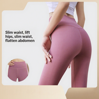 Pantalon de yoga taille haute pour femme, couleur pêche unie, très élastique, moulant, amincissant, anti-rides, pour la course, le sport et le fitness, avec effet rehausseur de fessier