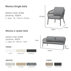 Conjunto de Sofás de Jardín de 4 Piezas de Alta Calidad, Tejido con Cuerda, Moderno, para Terraza, Muebles de Jardín - Product Image 4