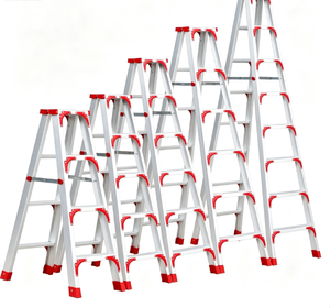 Échelles pliantes industrielles portables en alliage d'aluminium T6061 de 4,2 m, avec pieds réglables, plateforme double planche de 450 mm de large, robustes - Product Image 1