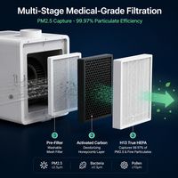 Ventilateur d'air frais silencieux à conduit en acier inoxydable avec commande par application WiFi, filtre HEPA H13 à double étage et récupération de chaleur