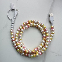 Câble de données bracelet de voyage 2-en-1 à charge rapide, câble de charge multiple, chargeurs de téléphone USB perlés en acrylique coloré