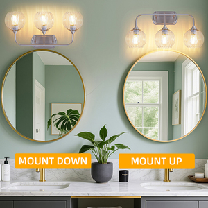 Modern 3-Light <b>Vanity</b> Wall Lamp E26 Bulb Compatible Stainless Steel Glass Shade Bathroom <b>Lighting</b> Surface Mounted - Product Image 5