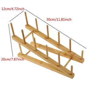 Support en bois multifonctionnel pour couvercle de vaisselle de <span class=keywords><strong>cuisine</strong></span> Support pour égouttoir Organisateur de belles tasses de séchage domestiques Étagère Table de présentation de livres - Product Image 6