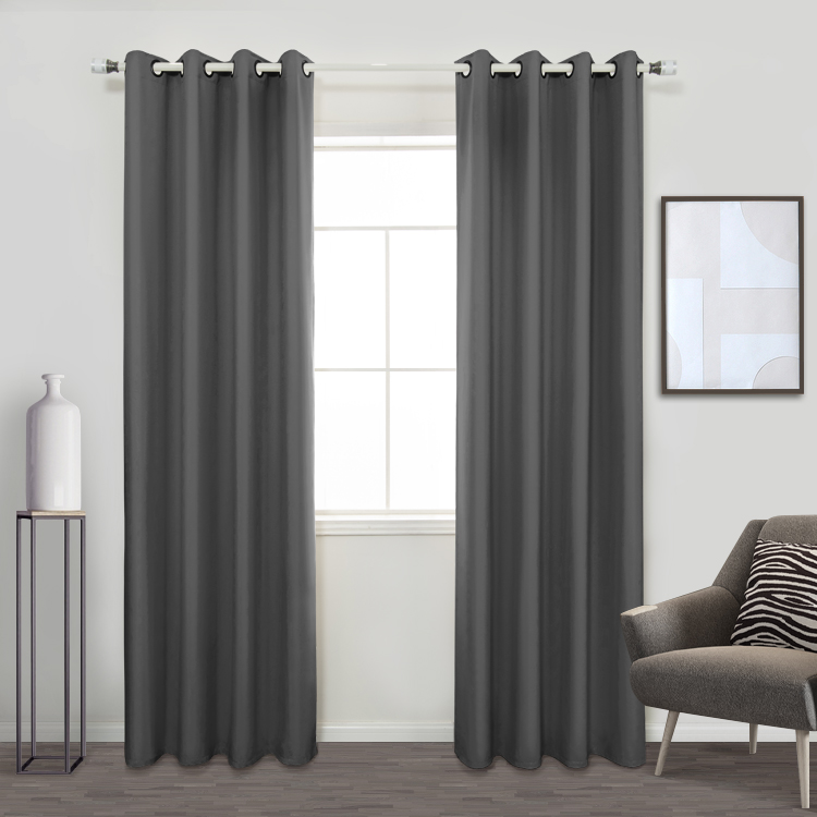 Factory price gray 100% polyester blackout elegant window curtains for the bedroom