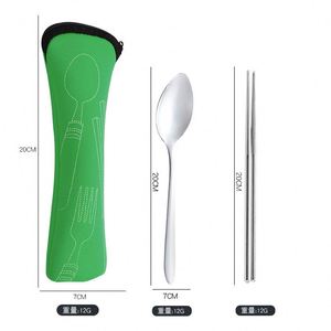 Juego de Cubiertos de Viaje con Caja de Almacenamiento, Cubiertos de Acero Inoxidable para Exteriores, Tenedor, Cuchara, Palillos para Fiestas - Product Image 5