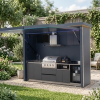 Meubles de cuisine modulaires d'extérieur en acier inoxydable, mobiles, avec évier et plan de travail pour camping-car