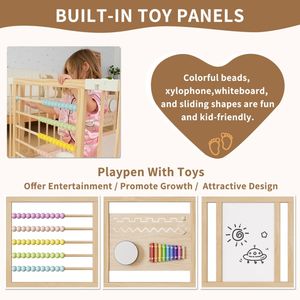 Parc <span class=keywords><strong>de</strong></span> jeu pliable en bois pour bébé, parc <span class=keywords><strong>de</strong></span> jeu intérieur réglable, clôture <span class=keywords><strong>de</strong></span> jeu pour bébé, aire <span class=keywords><strong>de</strong></span> jeu avec porte pour bébé et tout-petit, fabrication OEM - Product Image 6