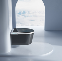 Toilette murale intelligente moderne de luxe noire entièrement automatique avec désodorisation à air chaud pour WC
