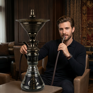 Chicha artisanale Khalil Mamoon en laiton (Bronze foncé) - Noyau et chambre en cuivre, hauteur 61 cm, 3,55 kg - Product Image 2