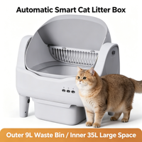 Poubelle intelligente 9L à commande par application, ultra-silencieuse 43 dB, capteurs de sécurité anti-pincement, espace interne 30L, nettoyage facile, pour chat