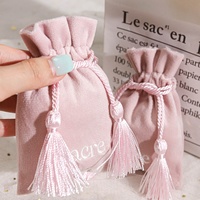 Sac à poussière en velours satiné avec cordon de serrage et pompon, 10*15 cm, pour bougies, parfums, bijoux, emballage personnalisé avec logo imprimé, pochette en velours