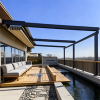Pergola pliante motorisée en aluminium pour extérieur avec voile en PVC pour balcon - Protection contre le soleil et la pluie par télécommande