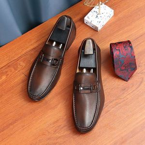 Zapatos de Conducir Sin Cordones para Hombre, Más Vendidos, con Entresuela de Cuero de Diseño, Impermeables, Casuales, para Uso Profesional, Transpirables - Product Image 1