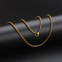 Chaînes de perles carrées en acier inoxydable de 3mm pour hommes Argent Or Noir Collier Pendentif Chaîne Bijoux Findings