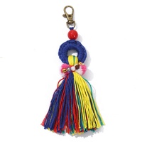 Pendentifs circulaires ethniques en coquillage contrastant avec pompons pour porte-clés, boucles d'oreilles et fermoirs de sac – En stock