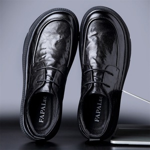 Chaussures habillées en cuir pour hommes, bout rond, à lacets, formelles, pour le bureau, style Derby, printemps-été, respirantes, pour jeunes de 18 à 40 ans - Product Image 3
