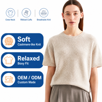 Atasan Rajut Kasmir Solid Warna Terang untuk Wanita, Sweater Kasual, Lembut, Hangat, Pewarnaan Benang, Custom OEM ODM Grosir