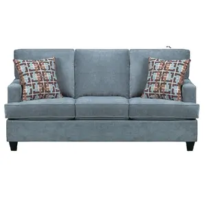 Housse de canapé Style moderne bleu lin de haute qualité triple siège avec accoudoirs bas housse de canapé cousue pour salon