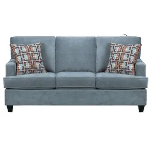 Sofa Cover Moderne Stijl Blauwe Hoge Kwaliteit Linnen Drievoudige Zetel Met Lage Armleuningen Woonkamer Cut & Naai Sofa Cover