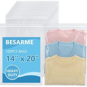 100 Pcs 14 X 20 Inch Heavy Duty <b>Zip</b> <b>Lock</b> <b>Bags</b> For Clothing Storage - Product Image 1