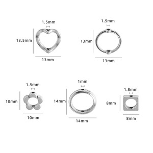 Distanziatori Metallici a Forma di Cuore, Quadrato, Stella, Fiore, Cornice, Cavo, in Lega Argento Antico, Anello Rotondo, Connettore per Creazione di Gioielli Fai-da-Te - Product Image 4