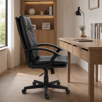 Chaise de bureau exécutive moderne et minimaliste en cuir PU, ergonomique, réglable en hauteur, pivotante, avec dossier haut doublement rembourré, pour la maison
