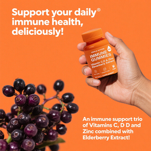 Gommes à triple action pour stimuler le système immunitaire: mélange de vitamines C, D, zinc + sureau noir, curcuma, gingembre et échinacée - Product Image 4