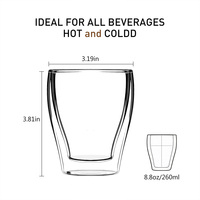 Tasse à café en verre borosilicate artisanal Cnglass, mug à expresso, passe au micro-ondes, double paroi, tasse à thé, ensemble de 2 tasses à boire en verre de qualité supérieure