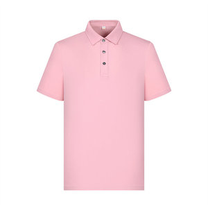 Polo Shirt Short Sleeve Solid Color Pink Polyester Workwear Daily Wear - Product Image 1