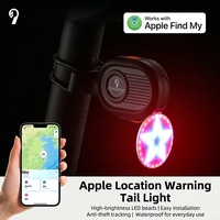 Feu arrière intelligent pour vélo Apple Find My, 300 mAh, LED, ABS, étanche IPX6, antivol, avec fonction de positionnement et d'avertissement pour la conduite nocturne, VTT et Vélo Électrique