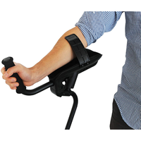 Bastón de Soporte para Antebrazo con Amortiguación de Impactos, Aluminio Ajustable, Mango Acolchado, Negro, Ortopédico, KMINA K10002, Unidad Izquierda, 3 Años de Garantía